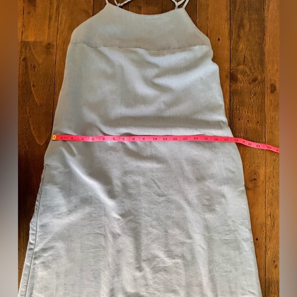 SAGE The label Chambray Blue Sleeveless Maxi Dress Pockets Spaghetti Straps - Picture 14 of 17